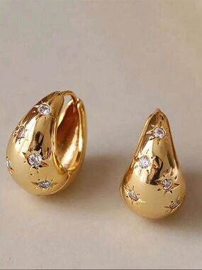 New! Aster Gold Plated Hoop Huggie Earrings (2010)